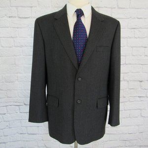 Savile Row Men's 42 Regular Blazer Gray Herringbone 2 Button Wool Jacket 4J36